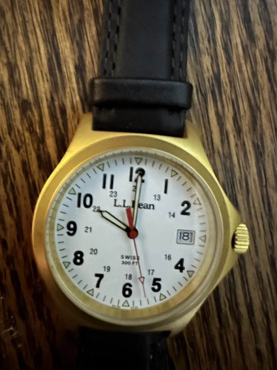 Men s L.L. Bean Hamilton Style Gold Tone Field Watch Swiss 300ft