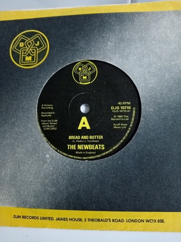 The Newbeats - Bread and Butter (DJM DJS 10710) EX Vinyl Record 7"