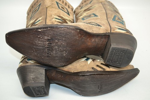 CORRAL Women 9.5 M Distressed WOVEN Turquoise Aztec Snip Toe Cowgirl Boot E1008 - Picture 11 of 12