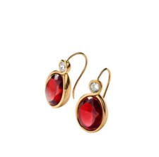 Baccarat Croise 18k Gold Vermeil Sterling Silver Red Crystal Earrings 2812997