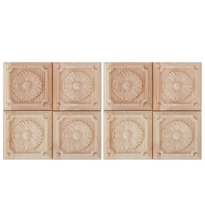 1 Tyenaza Decalcomania per Intaglio del Legno 4 Pezzi Intaglio a Scacchi Applique Decalcomania Non Verniciata per la Decorazione di mobili