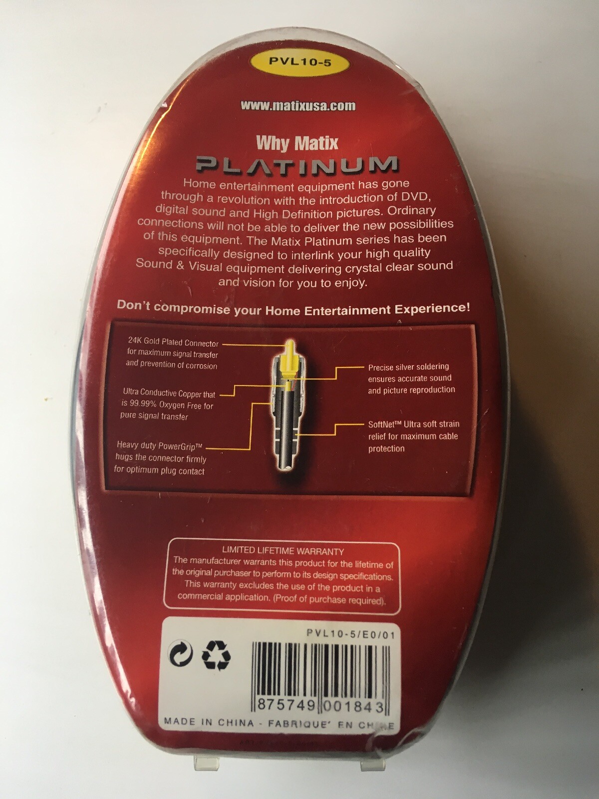 Matix Platinum Video 3 RCA Plugs To 3 RCA Plugs A/V Lead 16.5ft PVL 10-5 |  eBay