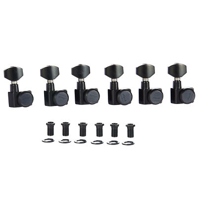 Black 6 Inline 2 Pin Locking Tuning Keys Pegs Tuners Fits USA Fender Strat Tele