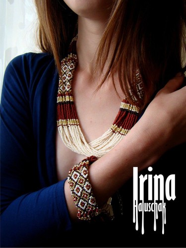 Vyshyvanka collana ucraina di perline collana multifilo di perline set gioielli - Foto 3 di 21