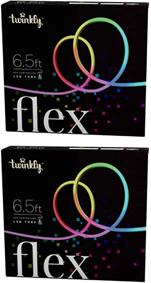 Twinkly Flex White Wire Light Tube, Multicolor, RGB LED, 6.5ft (Pack of 2)