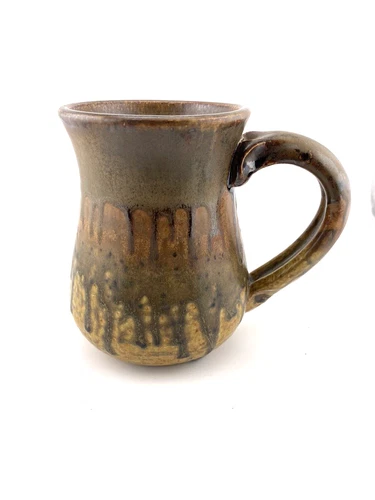 VTG Studio Art Pottery Brown Drip Glaze Stoneware Coffee Mug Signed