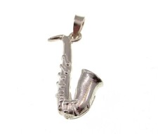 Handcrafted Solid 925 Sterling Silver Musical SAXOPHONE Brass Instrument Pendant