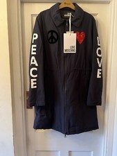New Love Moschino Love & Peace Text,red Sequin Heart & Peace Sign Blue Coat,uk12