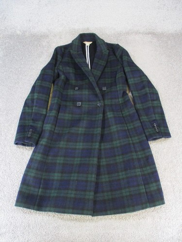 Brooks Brothers Red Fleece Over Coat Womens 2 Green Blue Wool
