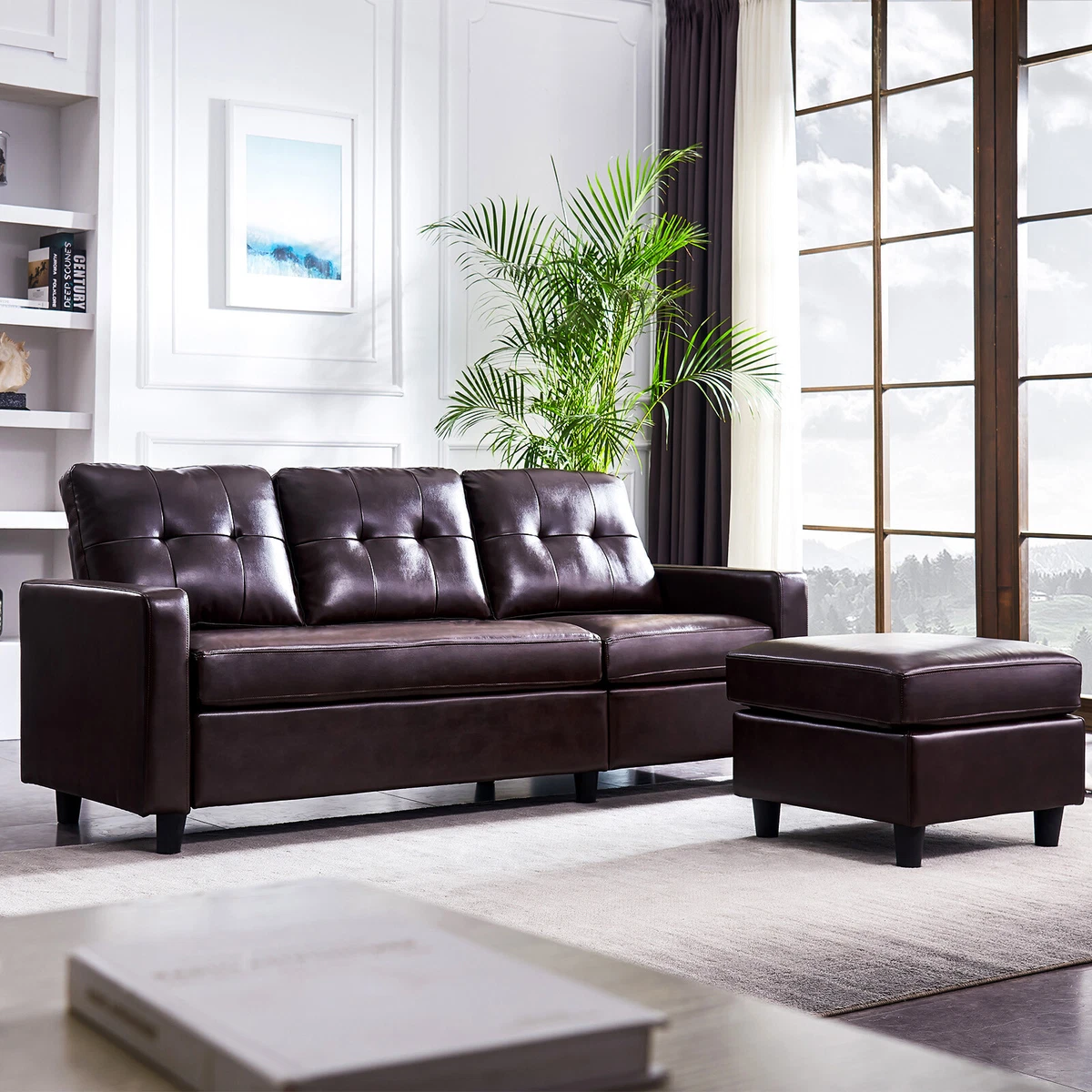 Small Faux Leather Sectional Sofa Baci Living Room