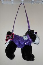 Poochie  Co Faux Fur  Bling Sequin Schnauzer Zippered Animal Purse NWT