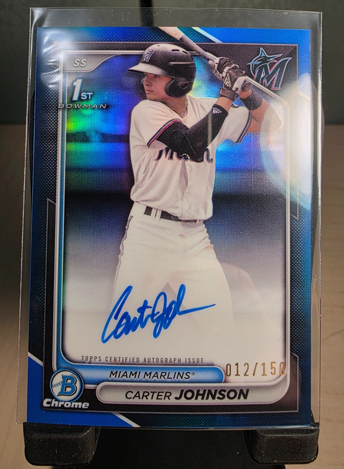 2024 Bowman Draft Carter Johnson Chrome Auto Blue Refractor 1st #012/150