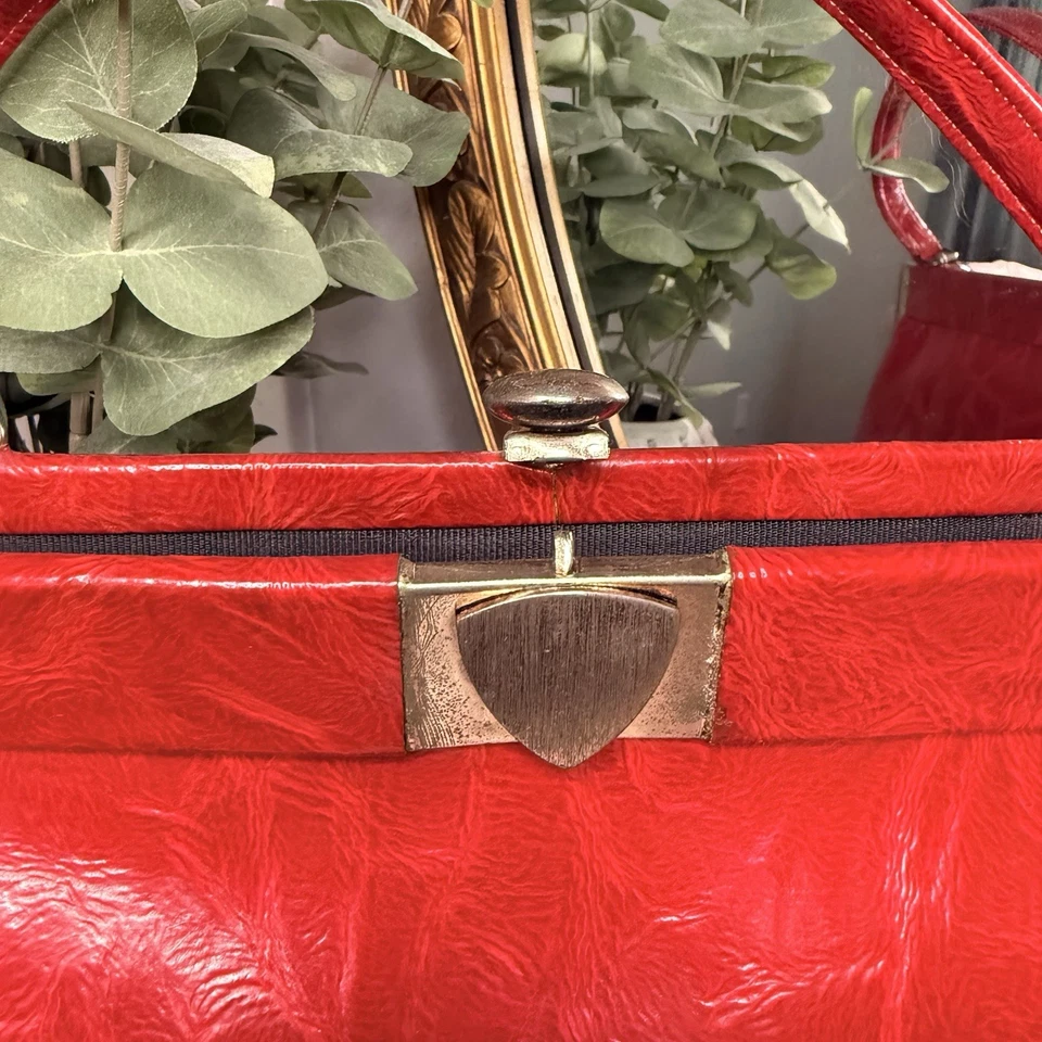 Cartera de mano vintage Life Stride de cuero rojo estilo mediados de siglo años 50 60 Foto 4 de 4