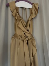 Show Me Your MuMu Womens Samantha Ruffle Wrap Dress True Gold Luxe Satin Large