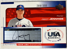 2004 USA Baseball 25th Anniversary Signatures Black Ink #JENN Jason Jennings/350