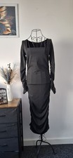 Ruched sides long sleeve square neck maxi bodycon dress size M