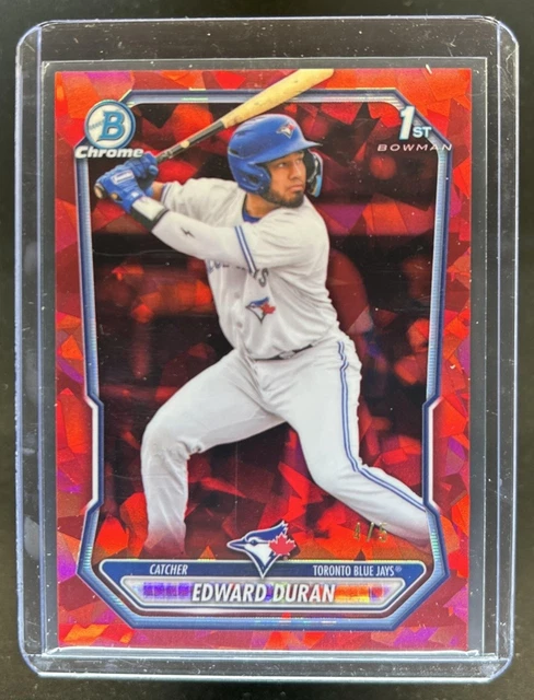 2026 Bowman Sapphire Edward Duran Chrome Red Refractor 1st #/5 Blue Jays