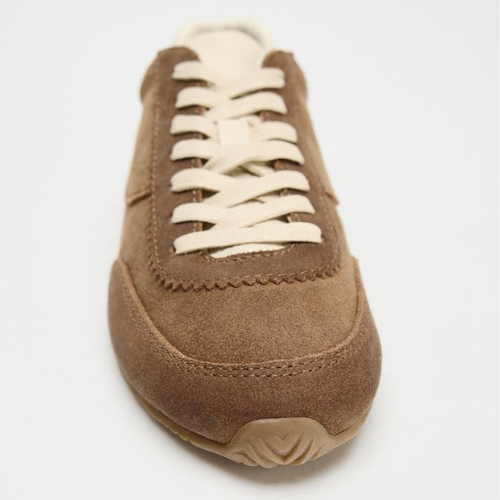 ZARA NEU MIT ETIKETT 2025. BRAUN SANDFARBENER KONTRASTFARBENER WILDLEDER-SNEAKER. 5428/510/105 - Bild 9 von 13