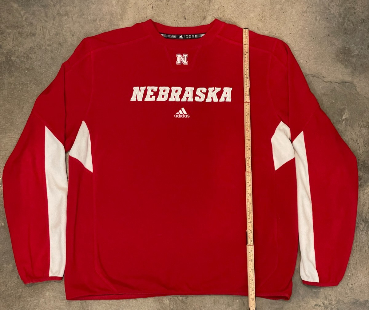 Adidas ClimaWarm Nebraska Crewneck Mens 2XL Red Fleece Embroidered Pullover thumbnail 6