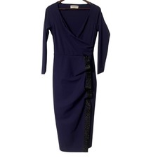 Chiara Boni La Petite Robe Purple Glitter Ruffle Midi Dress Size 46 / 10 Formal