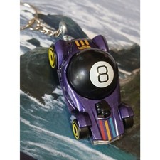 Purple 8-Ball Race Car Keychain - Novelty Vehicle Accessory