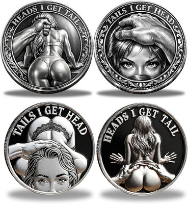 2pcs Heads I Get Tails Coin Funny Decision Coin Couples Humor Prank Gift