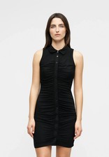 NWT Jolie & Joy Womens Black Sleeveless Ruched Bodycon Shirt Dress Size 2X