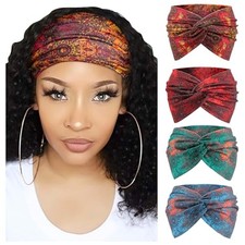 4 Pack 4 Pcs Twist Headbands: Blue Boho, Red Boho, Teal Boho, Purple Boho
