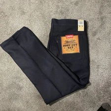 Vintage 90s Levi Pant Men 36x30 Navy  517 Collection Polyester Bootcut Tex Twill
