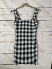 SHEIN Womens Bodycon Mini Dress Size S Black Chequered Pattern (A1)