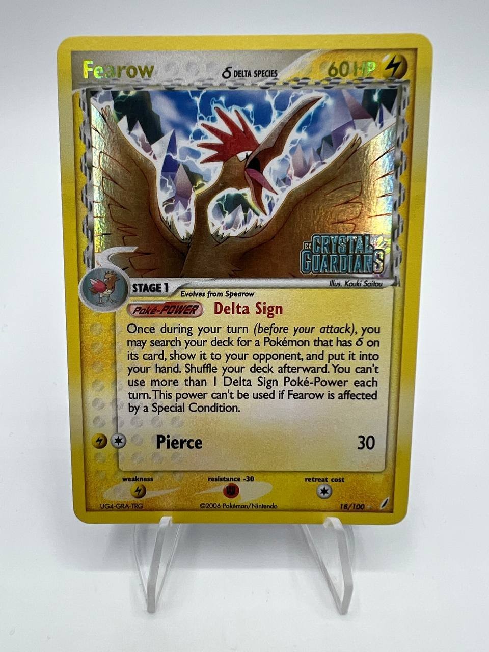 Pokemon Card Fearow 18/100 Holo Rare STAMPED Crystal Guardians Near mint ENG