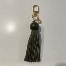 Tory Burch olive green tassel keychain
