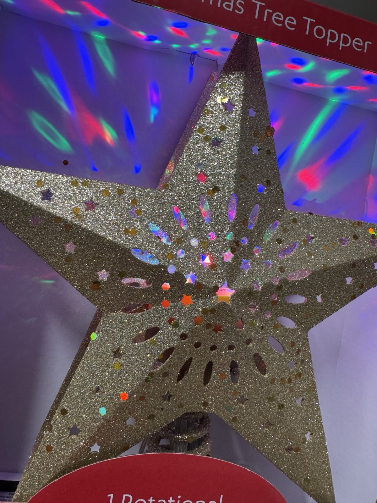At Home store Christmas Tree Topper Star LED Projector 10”in X 12”in NEW