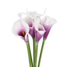 6Pcs 13 Inch Artificial Calla Lily Fake Flowers Real Touch White Purple/Yellow 