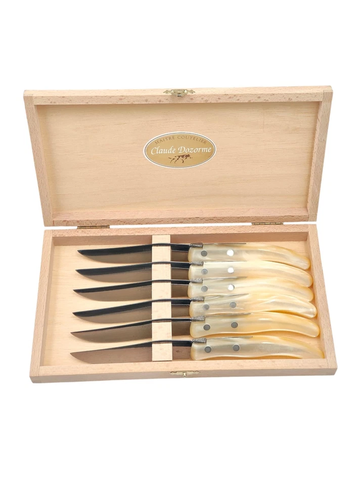 COFFRET 6 COUTEAUX LAGUIOLE CLAUDE DOZORME NACRINE - Photo 2/4