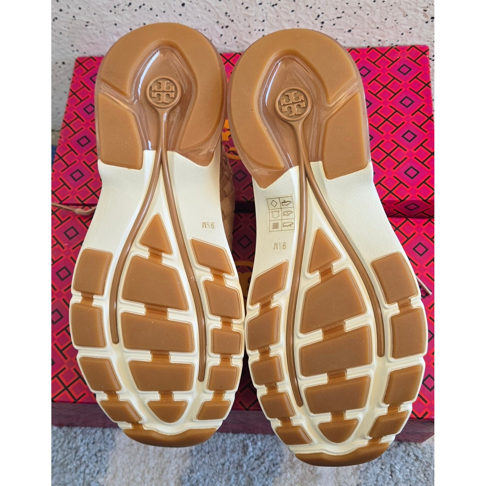 Tory Burch Good Luck Woven Trainer Tan Beige Sneakers 139962 Womens 9.5M thumbnail 6