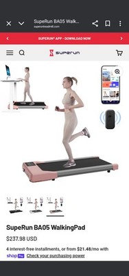 Superun SupeRun BA05 WalkingPad Electric Motorized Treadmill Pink/Gray BA05-B1
