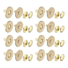 20 Sets 14x2mm Magnetic Round Snaps Button Base Components and Cap Kit, Gold
