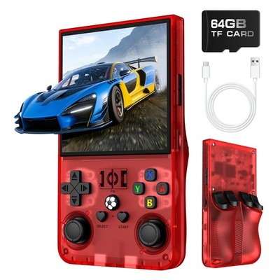 R36MAX Retro Handheld Game Console, Gaming Console with 64G Red