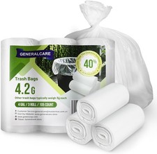 4 Gallon Small Trash Bags 105 Count Tear  Leak Resistant Garbage White