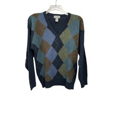 Vintage LL Bean Argyle Sweater Lambswool Scotland Men  s Size Medium