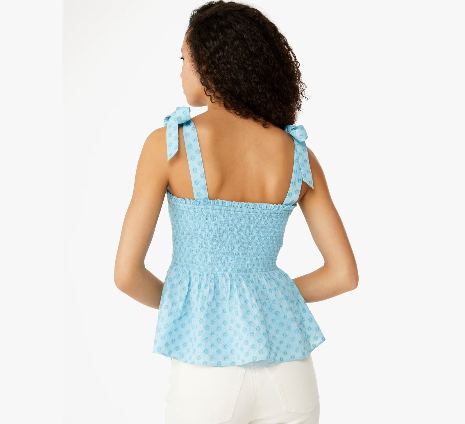 Kate Spade Embroidered Smocked Top Peplum Tank Top Blue BNWT XL New RRP £195 thumbnail 14