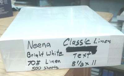 Neenah Classic  Linen Text, 70# Bright White, 8.5 X 11