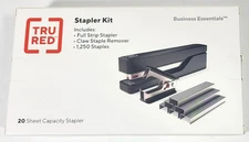 TRU RED Desktop Stapler Kit 20-Sheet Capacity Black TR58081
