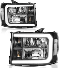 Headlight LED DRL Tube For 2007-13 GMC Sierra 1500 2500HD 3500HD Black Lamps