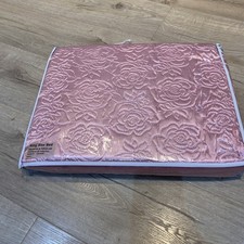 1930’s Vintage COMFY Venice Pink Satin Floral King Size Bedspread & Pillow shams