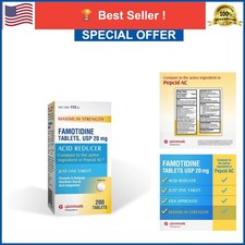 Famotidine 20 mg Tablets Maximum Strength Heartburn Relief Acid Reducer