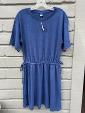 Old Navy Waist Defined Short Sleeve Linen Blend Mini Dress Women’s Medium Navy