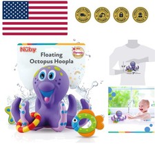 Floating Octopus with 3 Hoopla Rings - Baby  Toddler Bath Toy - No Hole Desi...