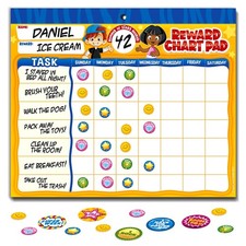 Behavior Reward Chart System - Pad with 26 Chore Charts for Kids, 2800 Stickers